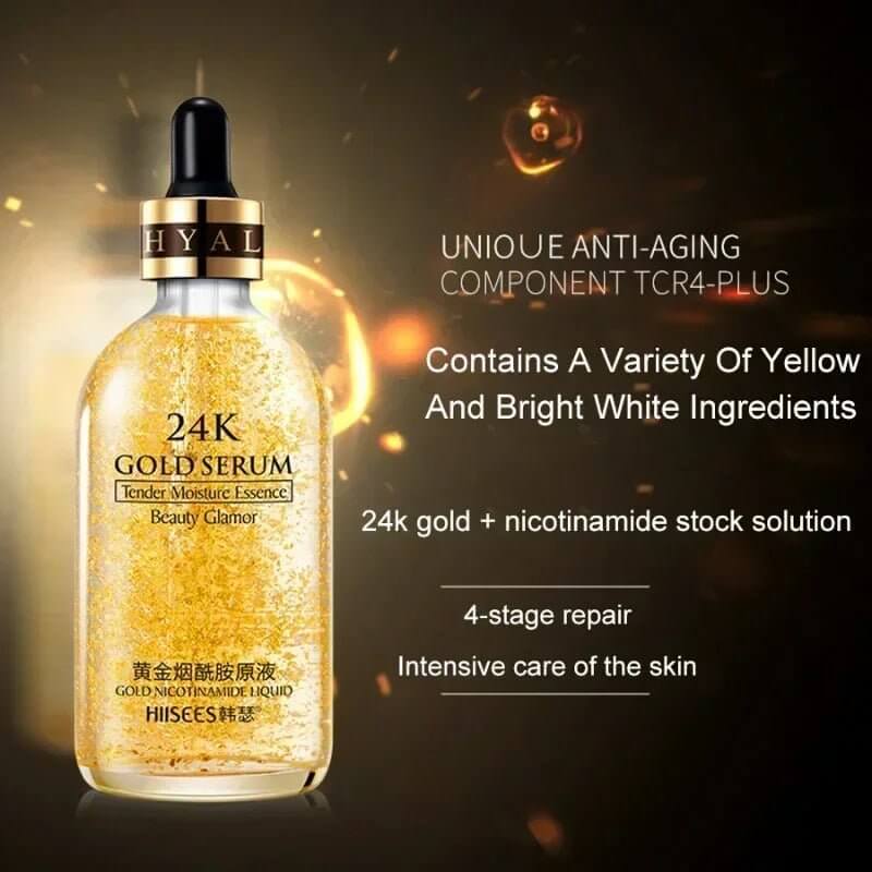 24k Gold Face Serum Brightening Skin Care Products Hyaluronic Acid Niacinamide Facial Nourish Smooth Care Beauty Health - The Skin Essence