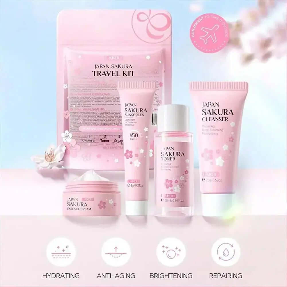 4pcs/Bag Sakura Skin Care Sets Facial Cleanser