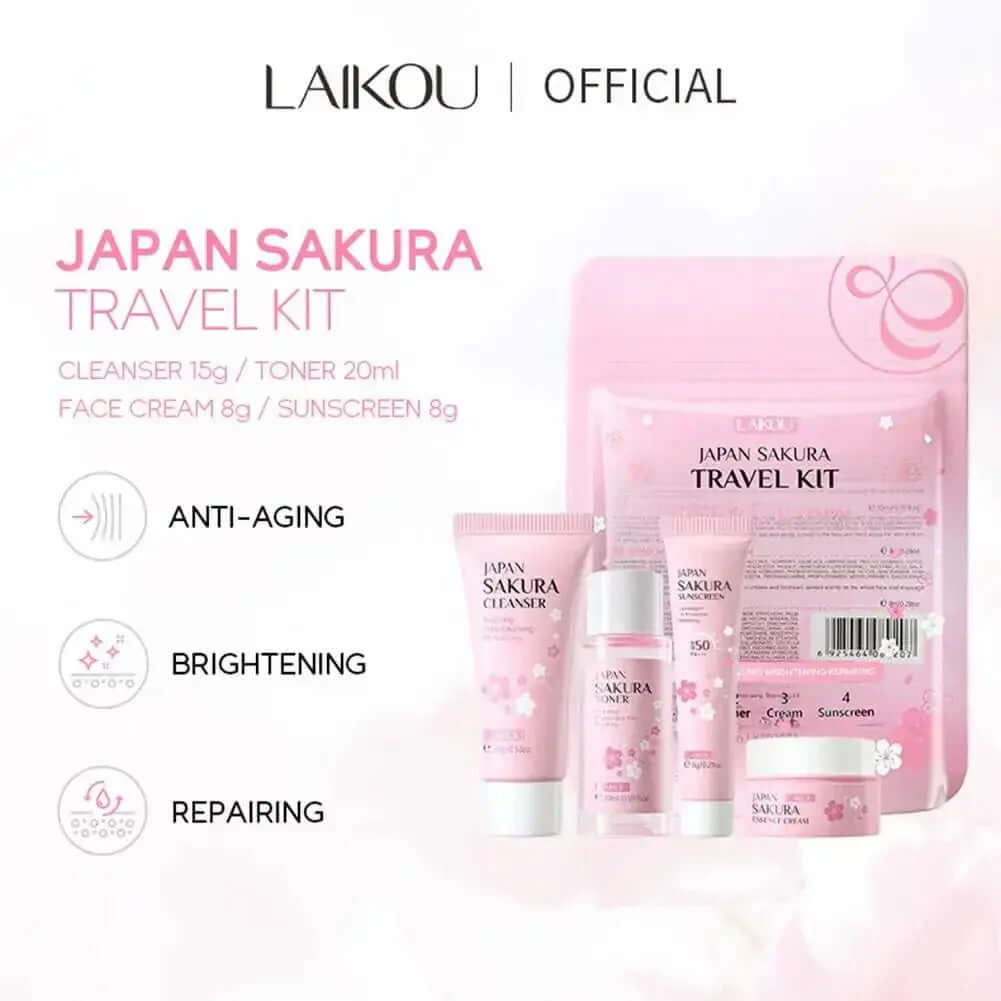 4pcs/Bag Sakura Skin Care Sets Facial Cleanser